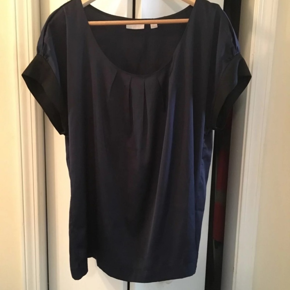 Navy silk blouse